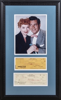 1955-56 Lucille Ball and Desi Arnaz Signed and Framed to 15.5x25.5 Check Collage (Beckett)